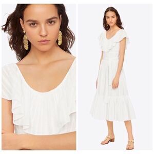 $448 Tory Burch Striped Seersucker Cotton White Dress
Sz 8